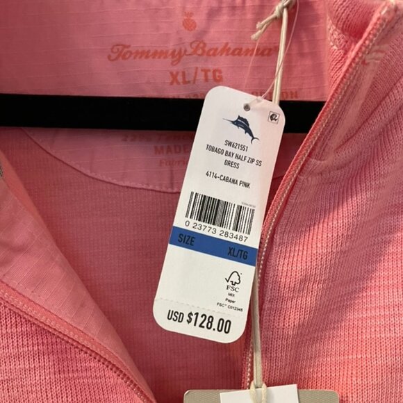 NWT Tommy Bahama Tobago 1/2 Zip Dress - Cabana Pink - XL - Picture 4 of 10